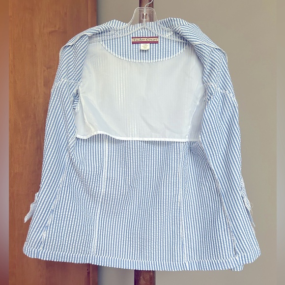 Tudor Court Light Blue Seersucker Button down Jacket Size S - Picture 3 of 4
